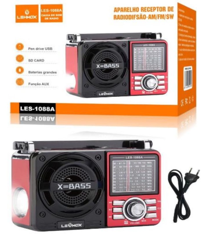 APARELHO RECPTOR DE RADIODIFSAO -AM/FM/SW LEHMOX LES-1088A
