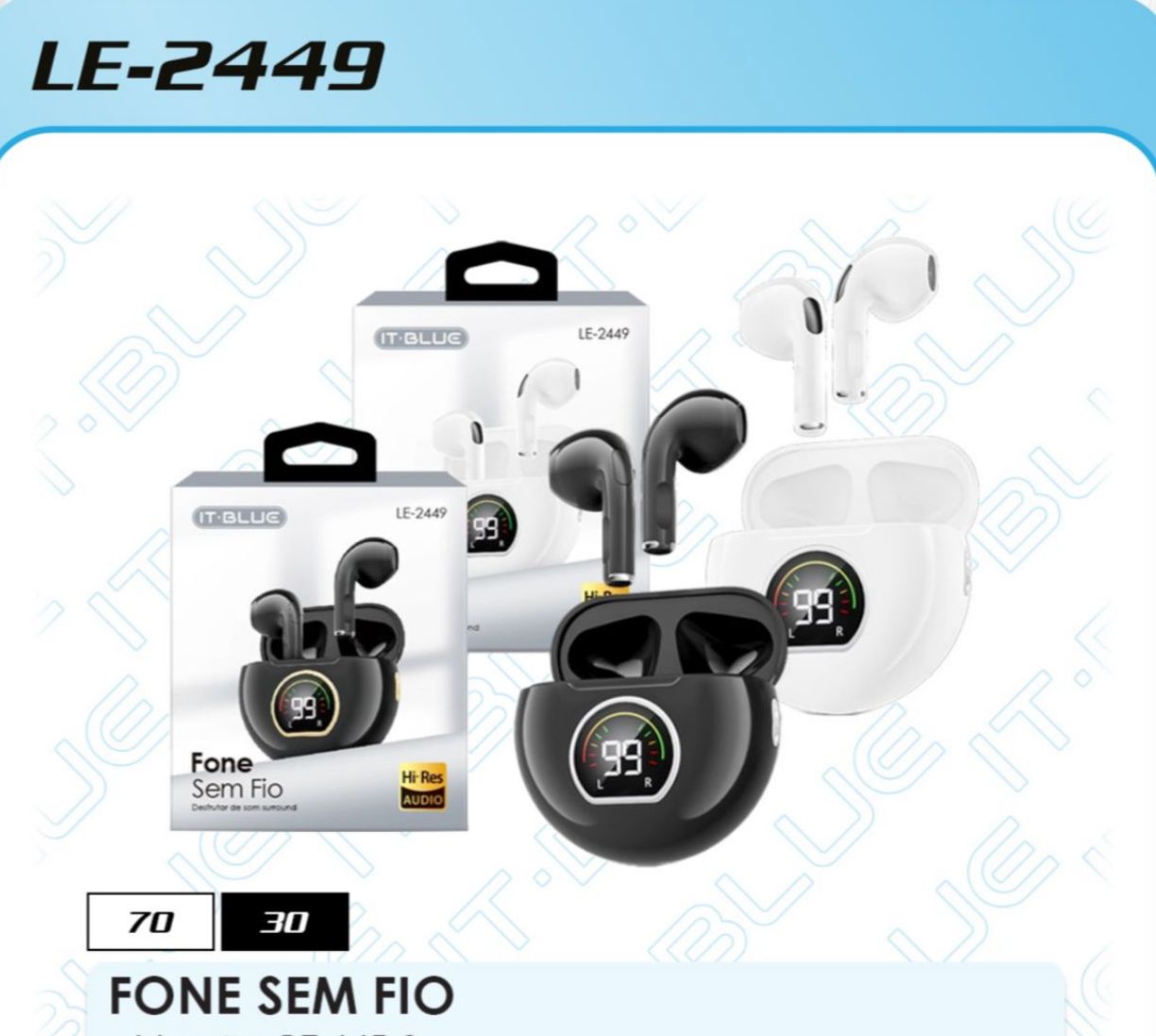 FONE SEM FIO LE-2449 BRANCO