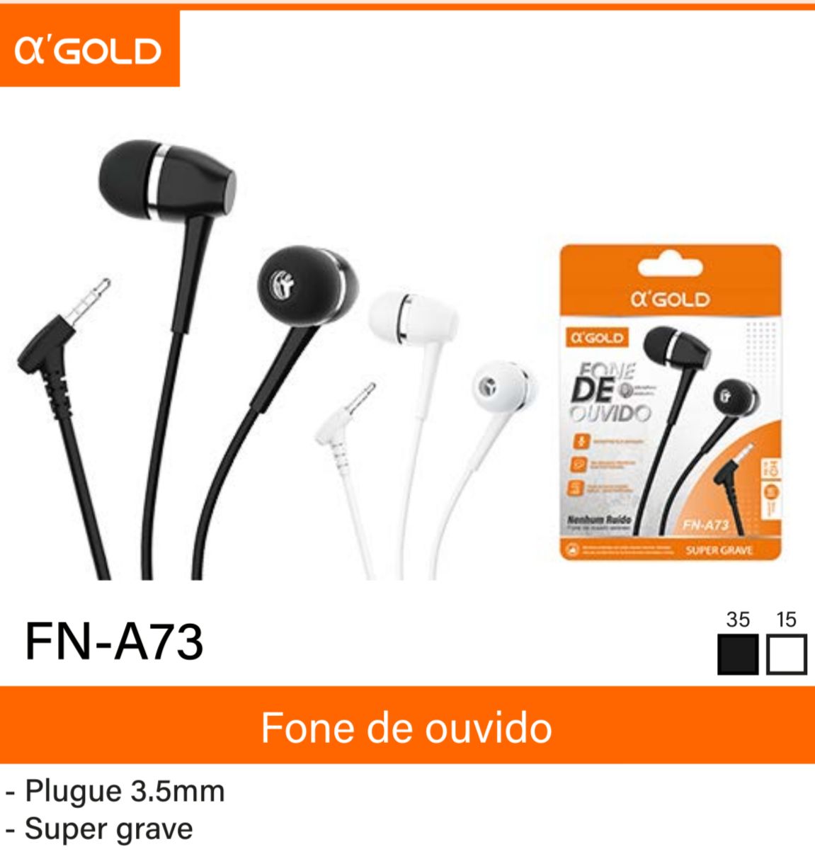 FONE DE OUVIDO OL GOLD FN-A 73 PRETO